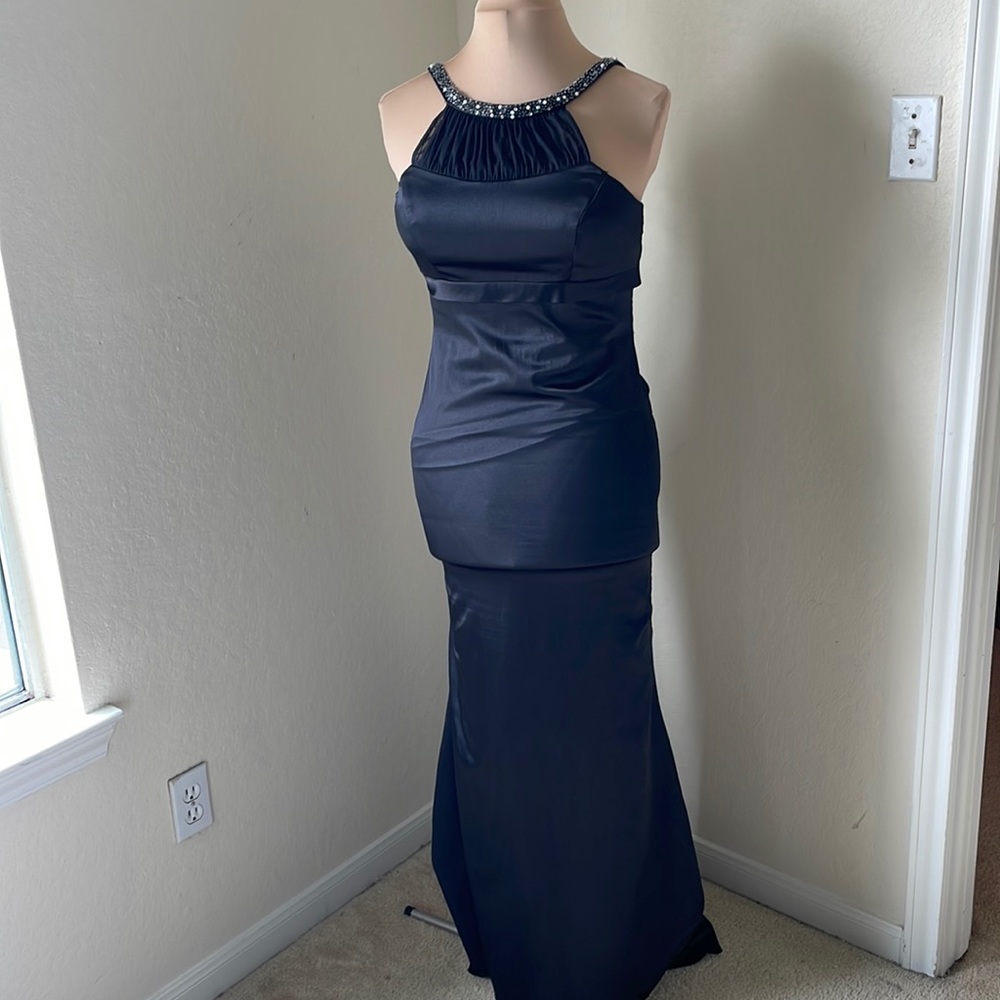 Black satin ball gown juniors Large